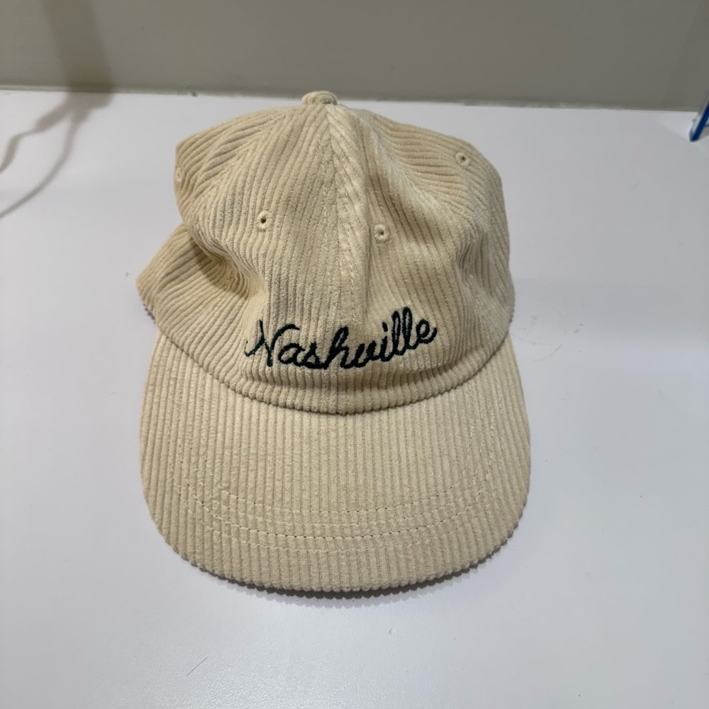 Cream Corduroy with Green Lettering Nashville Hat